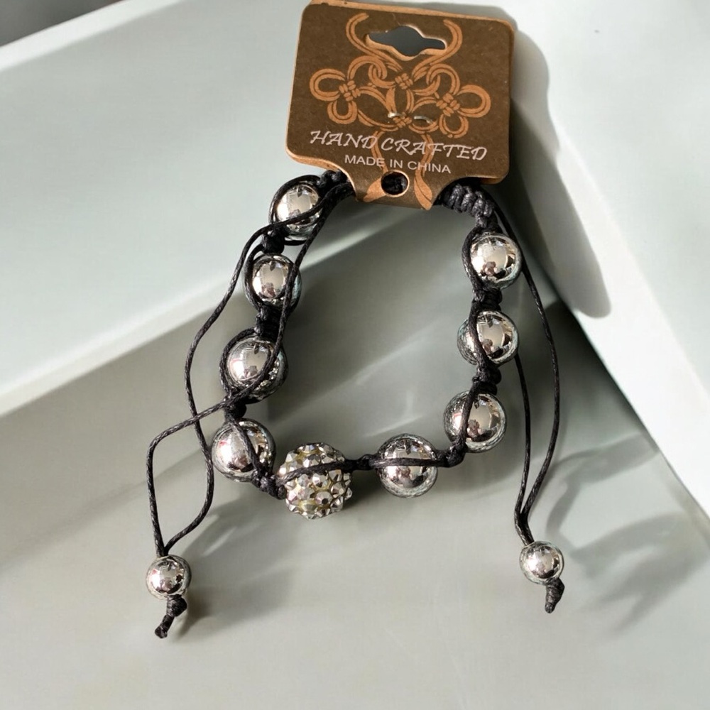 Handcrafted Silver Tone Acrylic Beaded Bracelet